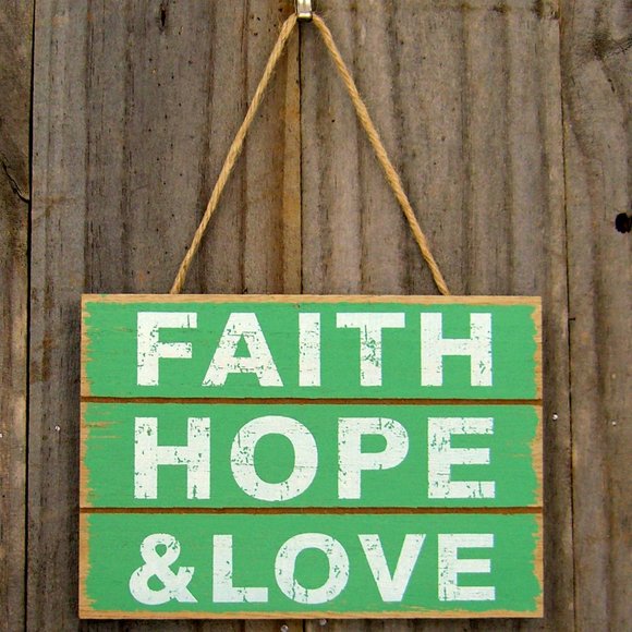Sign Small Rustic Spiritual 'Faith Hope & Love' Choice of four colors - Picture 7 of 8